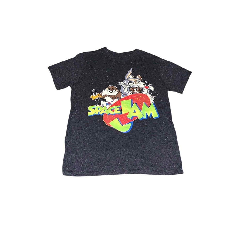 Space Jam Graphic T-Shirt Mens Medium Black Confetti Looney Tunes Retro 90s Core